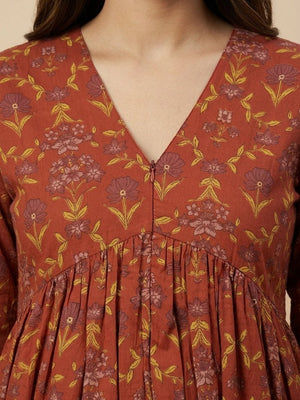 Terracotta Garden Maternity And Nursing Dress - S Maternity Casual Dress