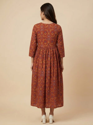 Terracotta Garden Maternity And Nursing Dress - S Maternity Casual Dress