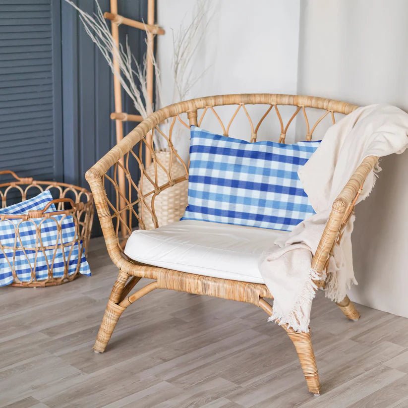 The Baby Atelier 100% Organic Baby Pillow Cover with fillers Shaded Blue Checks - Baby Pillow