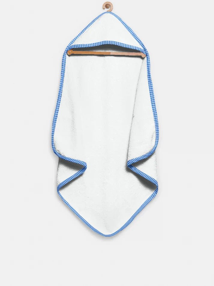 The Baby Atelier 100% Organic Blue Checks Organic Hooded Towel - TBA1982 - 13012
