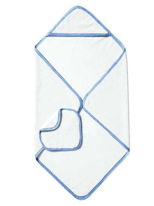 The Baby Atelier 100% Organic Blue Checks Organic Hooded Towel Set - TBA1982 - 18012