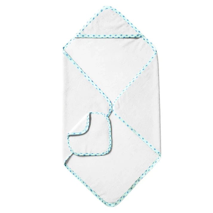 The Baby Atelier 100% Organic Blue on Blue Organic Organic Hooded Towel Set - TBA1982 - 18074