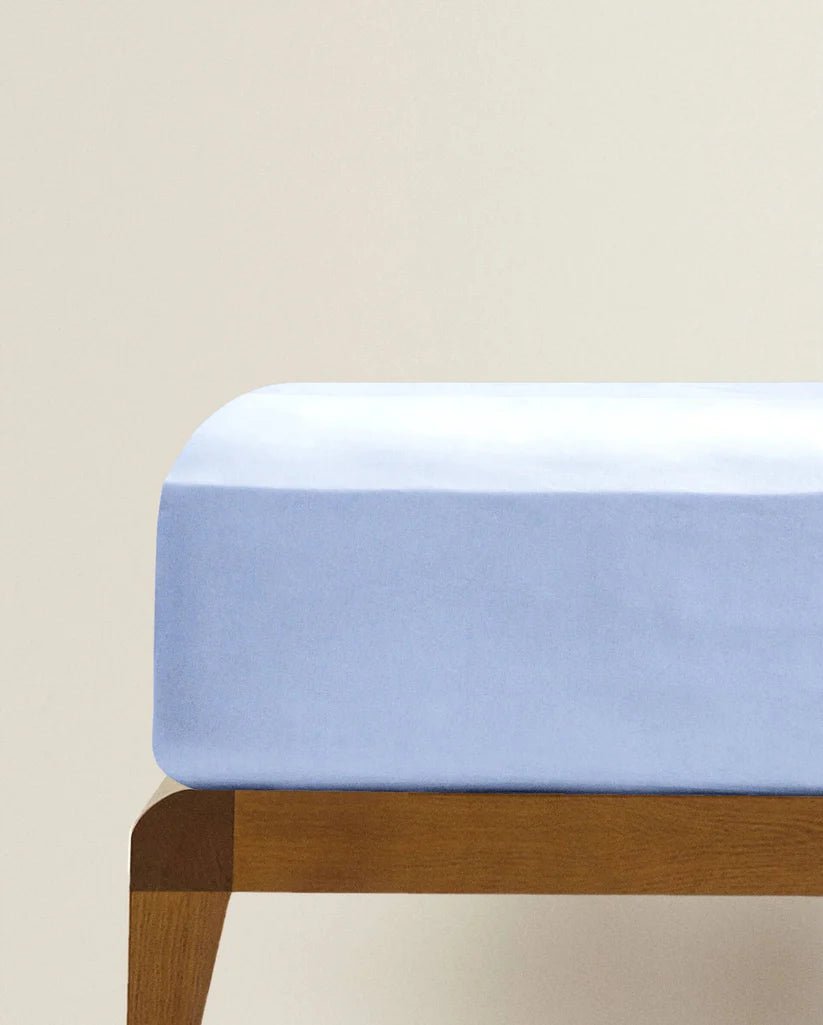 The Baby Atelier 100% Organic Fitted Crib Sheet Light Blue - Baby Crib Sheet