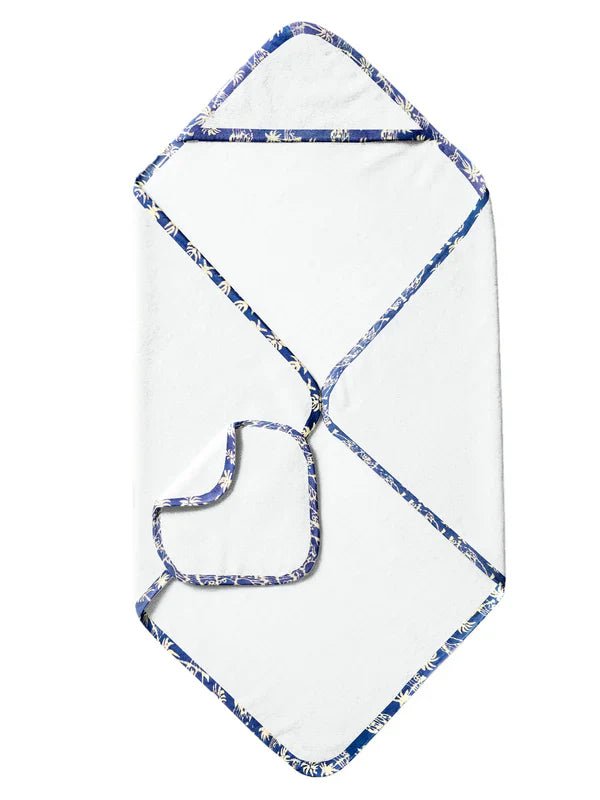 The Baby Atelier 100% Organic Floral Blue Organic Hooded Towel Set - TBA1982 - 18070