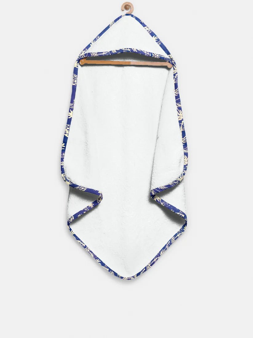 The Baby Atelier 100% Organic Floral Blue Organic Hooded Towel Set - TBA1982 - 18070