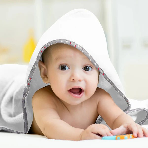 The Baby Atelier 100% Organic Grey Bandhani Print Organic Hooded Towel - TBA1982 - 13077