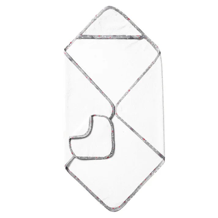 The Baby Atelier 100% Organic Grey Bandhani Print Organic Hooded Towel Set - Kids Towels