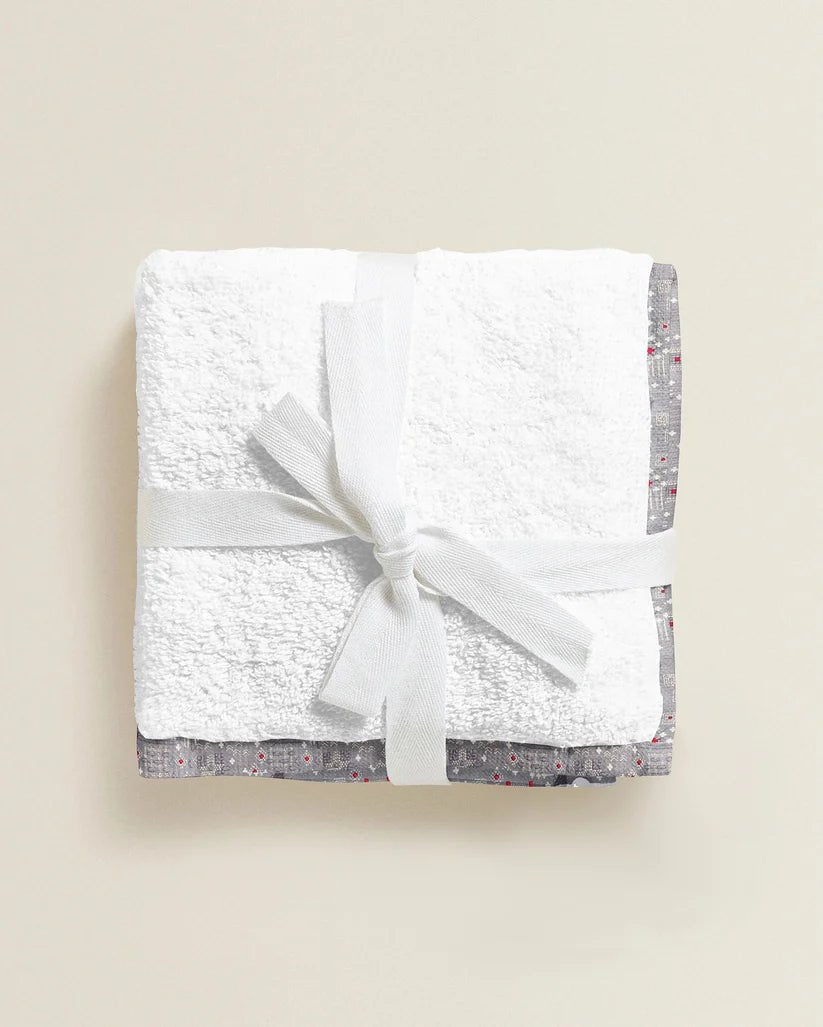 The Baby Atelier 100% Organic Grey Bandhani Print Organic Junior Towel Set - Kids Towels