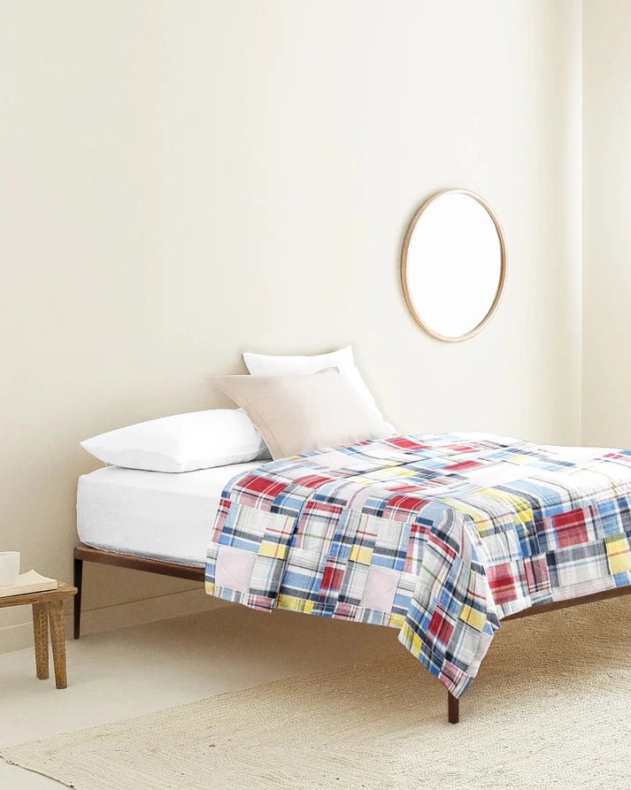 The Baby Atelier 100% Organic Junior Bed Cover Queen Plaid Patchwork - TBA1982 - 23007
