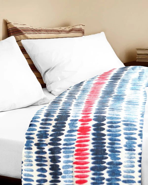 The Baby Atelier 100% Organic Junior Bed Cover Queen Red and Blue Brushstrokes - TBA1982 - 23005