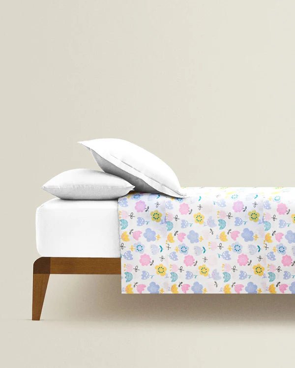 The Baby Atelier 100% Organic Junior Bed Cover Queen Whimsical Flowers - TBA1982 - 23002