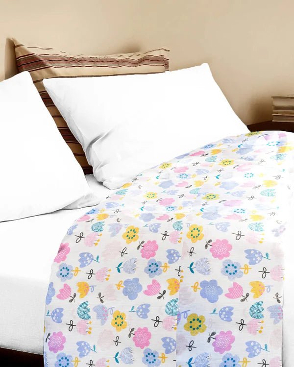 The Baby Atelier 100% Organic Junior Bed Cover Queen Whimsical Flowers - TBA1982 - 23002