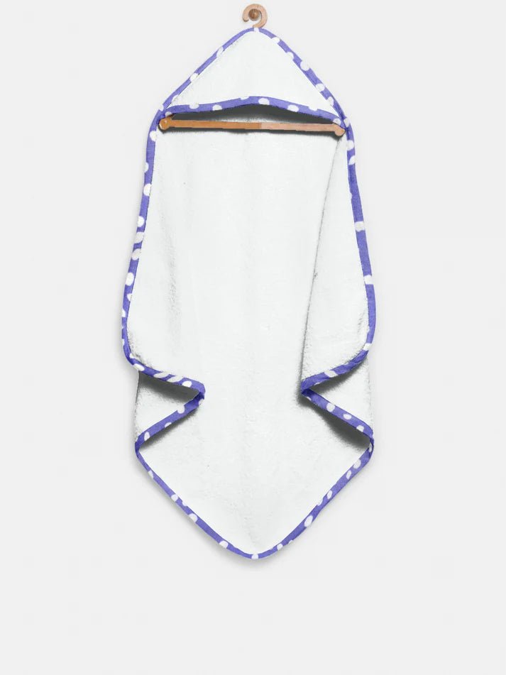 The Baby Atelier 100% Organic Purple and White Spots Organic Hooded Towel - TBA1982 - 13006