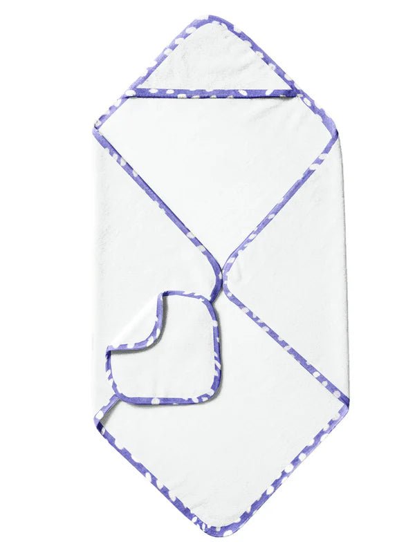 The Baby Atelier 100% Organic Purple and White Spots Organic Hooded Towel Set - TBA1982 - 18006