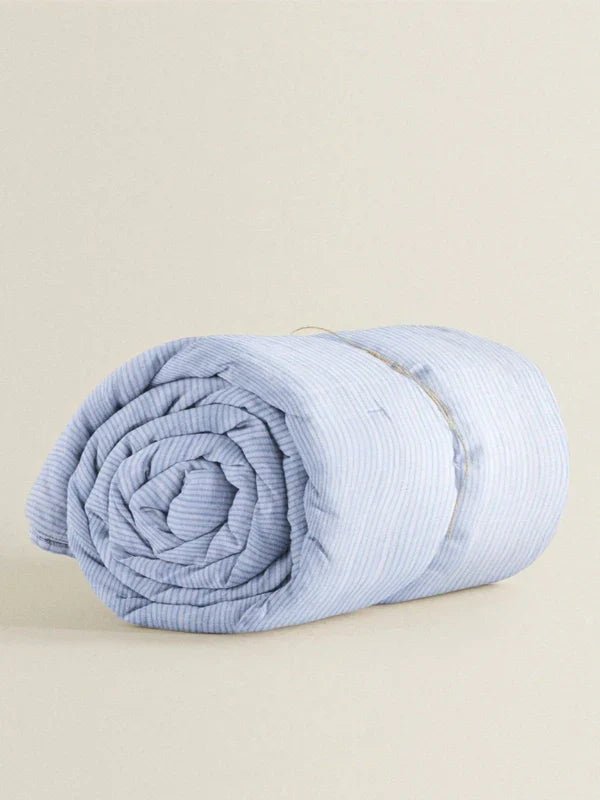 The Baby Atelier 100% Organic Queen Duvet Cover Blue and White Stripe - TBA1982 - 19064