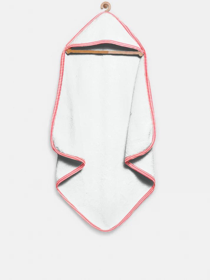 The Baby Atelier 100% Organic Red Checks Organic Hooded Towel - TBA1982 - 13068
