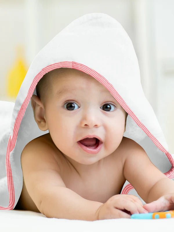 The Baby Atelier 100% Organic Red Checks Organic Hooded Towel - TBA1982 - 13068