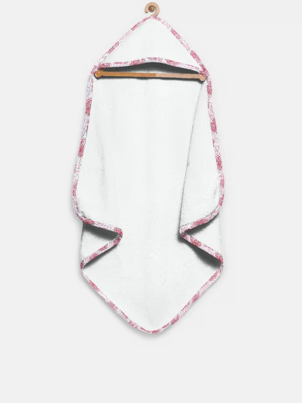 The Baby Atelier 100% Organic Red Floral Organic Hooded Towel - TBA1982 - 13072
