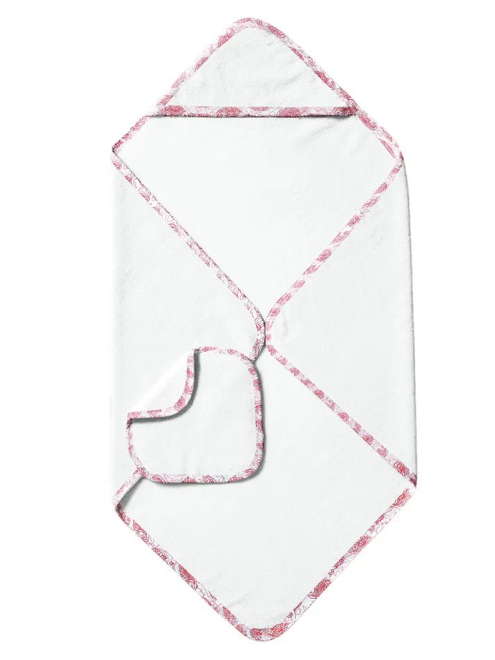 The Baby Atelier 100% Organic Red Floral Organic Organic Hooded Towel Set - TBA1982 - 18072