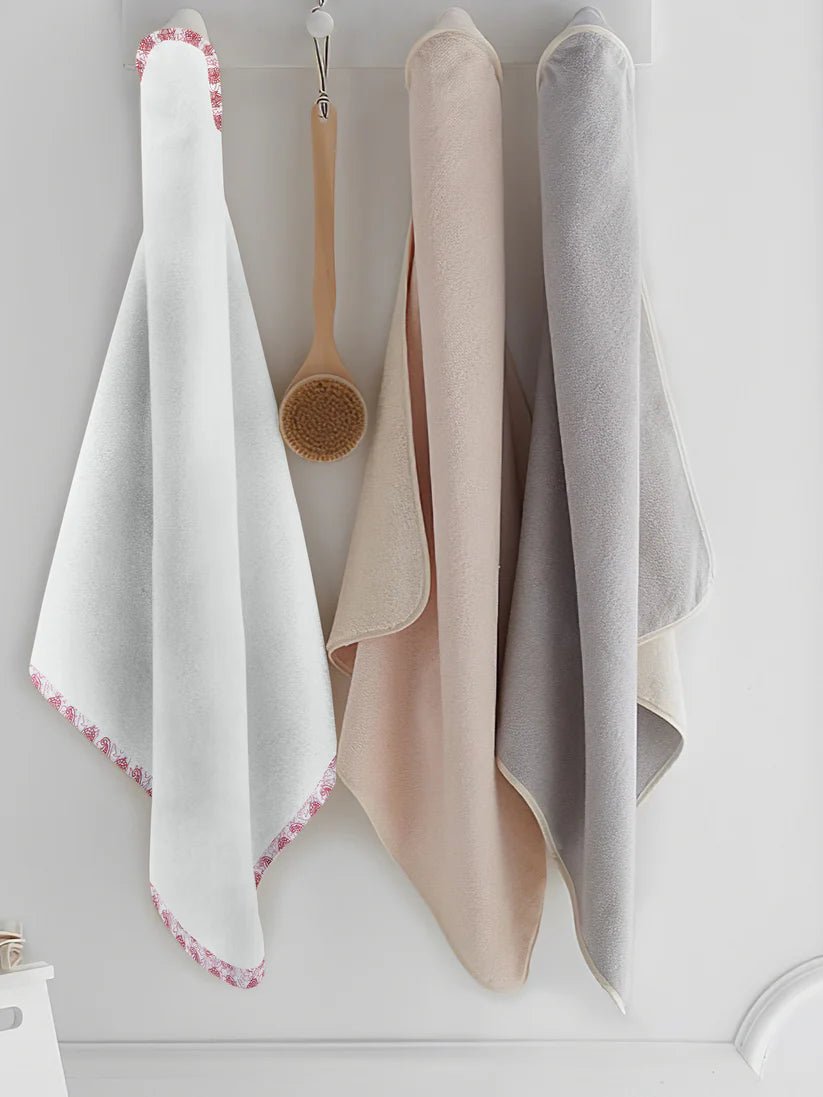 The Baby Atelier 100% Organic Red Floral Organic Organic Hooded Towel Set - TBA1982 - 18072