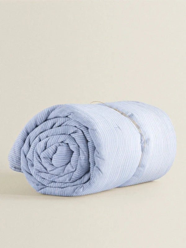 The Baby Atelier 100% Organic Single Duvet Cover Blue and White Stripe - TBA1982 - 16064