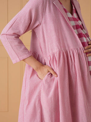 The Fuchsia Frame Maternity and Nursing Shacket Dress - Pink Maternity Casual Dress
