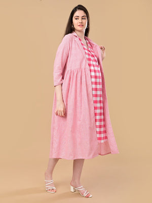 The Fuchsia Frame Maternity and Nursing Shacket Dress - Pink Maternity Casual Dress
