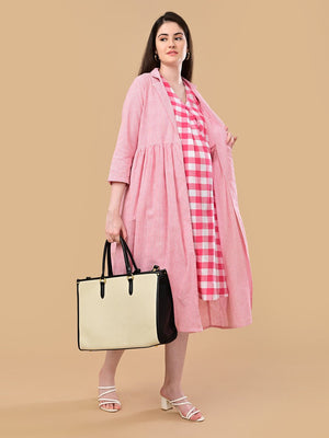 The Fuchsia Frame Maternity and Nursing Shacket Dress - Pink Maternity Casual Dress