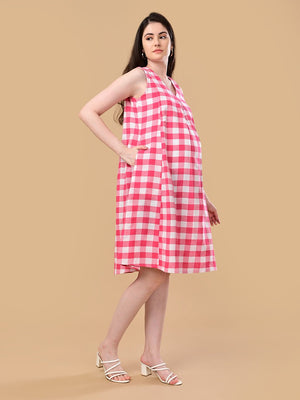 The Fuchsia Frame Maternity and Nursing Shacket Dress - Pink Maternity Casual Dress