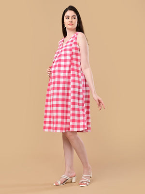 The Fuchsia Frame Maternity and Nursing Shacket Dress - Pink Maternity Casual Dress