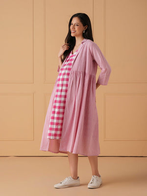The Fuchsia Frame Maternity and Nursing Shacket Dress - Pink Maternity Casual Dress