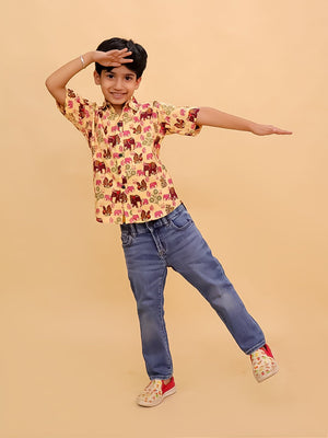 The Gentle Giant Elephant Print Boys Shirt - KES - SC - TGNEB - 0 - 6
