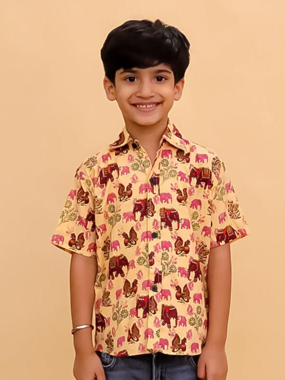 The Gentle Giant Elephant Print Boys Shirt - KES - SC - TGNEB - 0 - 6