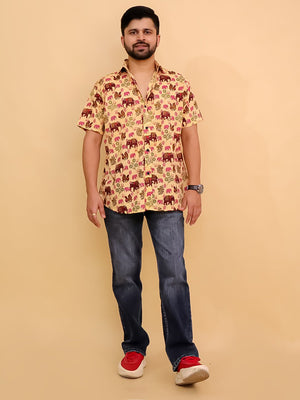 The Gentle Giant Elephant Print Men's Shirt - TWN - SC - TGNGM - S