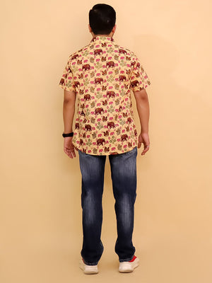 The Gentle Giant Elephant Print Men's Shirt - TWN - SC - TGNGM - S