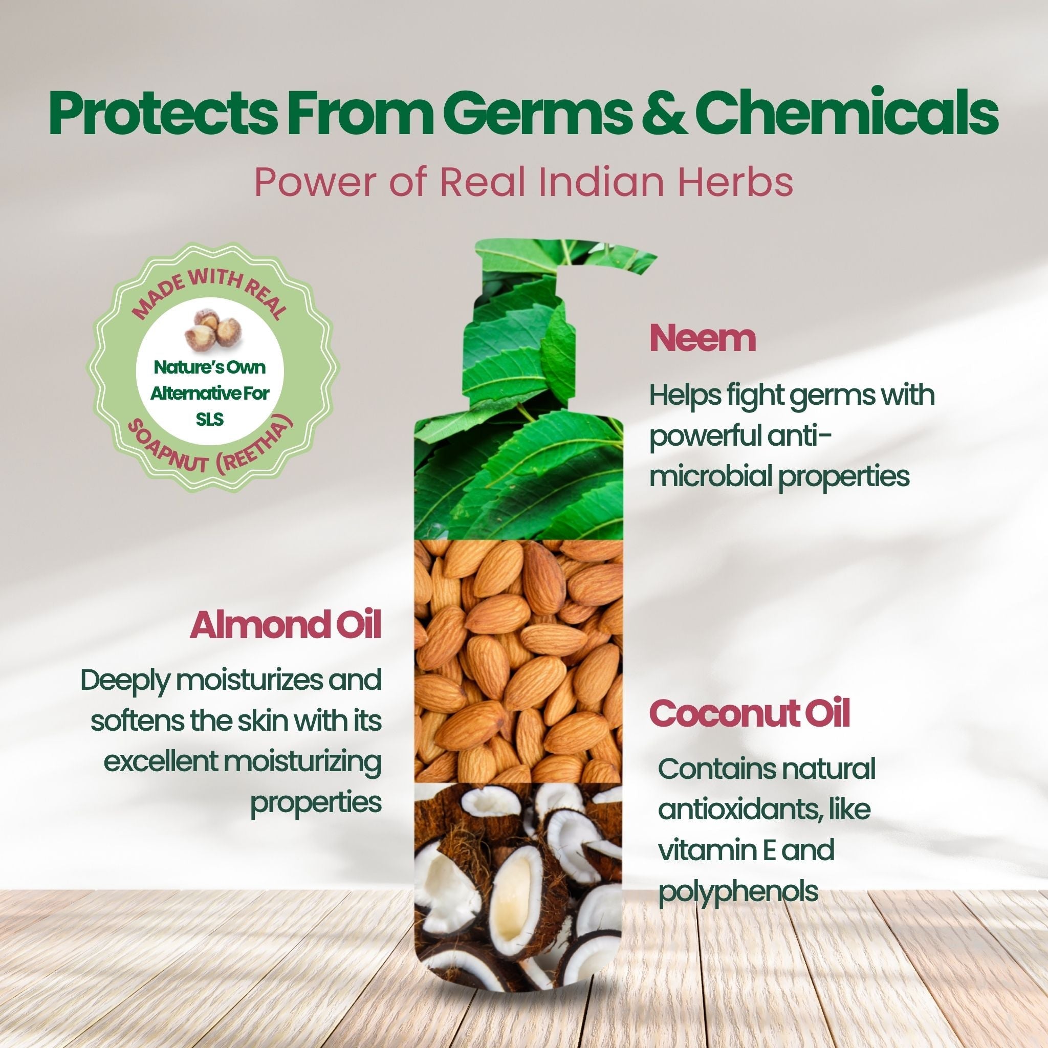 The Indi Mums Reetha, Neem & Almond Oil Baby Bottom Wash 200 ML - P09