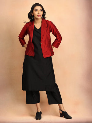 The Modern Muse Women's Silk Jacket Kurta set - S Women's Co ord Set