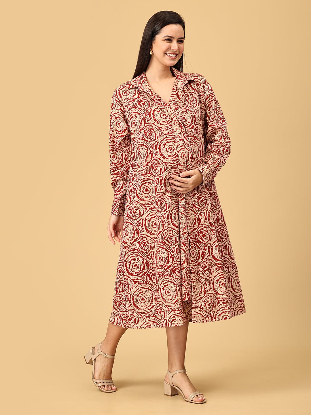 The Power Shift Handblocked Maternity and Nursing Shacket Dress - DRS - SK - TPHB - S
