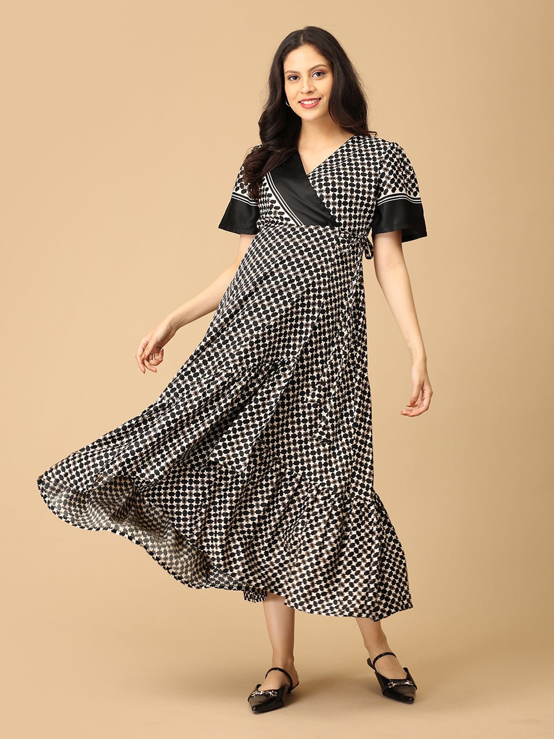 The Right Angles Maternity Wrap Dress - DRS - SK - TRAN - S