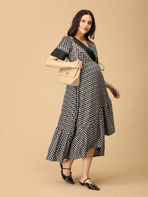 The Right Angles Maternity Wrap Dress - DRS - SK - TRAN - S