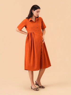 The Rust-In-Time Maternity and Nursing Dress - S Maternity Casual Dress
