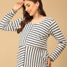 The Stripe Script Maternity and Nursing Dress with Shrug - DRS - SD - TSTSC - S