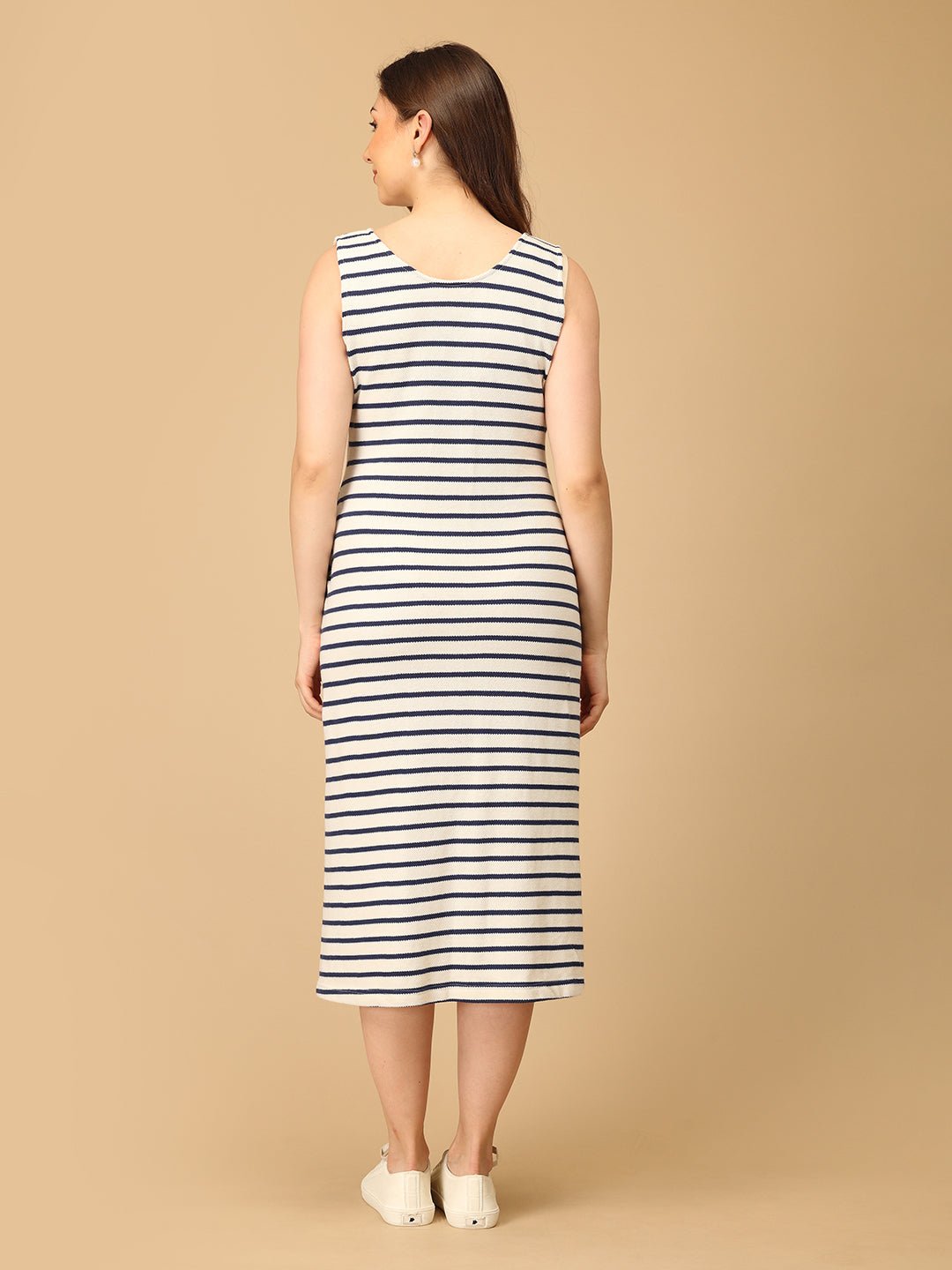 The Stripe Script Maternity and Nursing Dress with Shrug - DRS - SD - TSTSC - S
