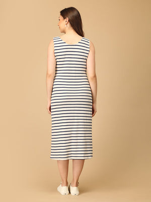 The Stripe Script Maternity and Nursing Dress with Shrug - DRS - SD - TSTSC - S