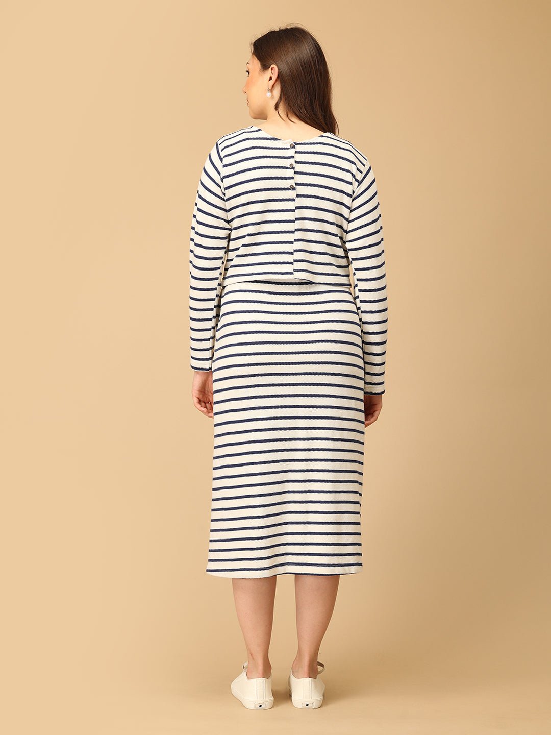 The Stripe Script Maternity and Nursing Dress with Shrug - DRS - SD - TSTSC - S