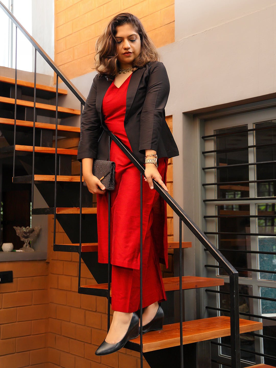 The Timeless Icon Women's Silk Jacket Kurta set - WES - SK - THTMI - S