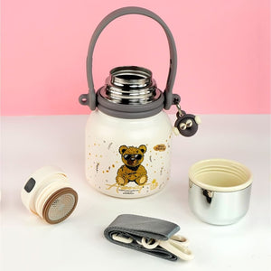 Thermos Shiny Gold Ted Stainless Steel premium Insulated Bottle, 600ml - Back To School