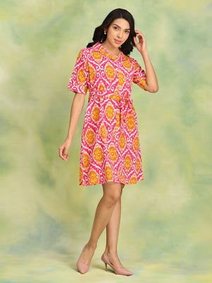 Threads of Pink Womens's Ikat Dress - Women's Dress