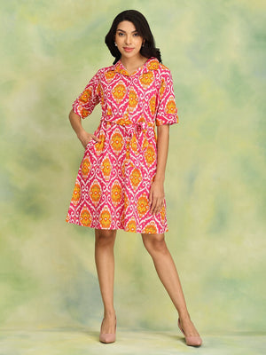 Threads of Pink Womens's Ikat Dress - Women's Dress