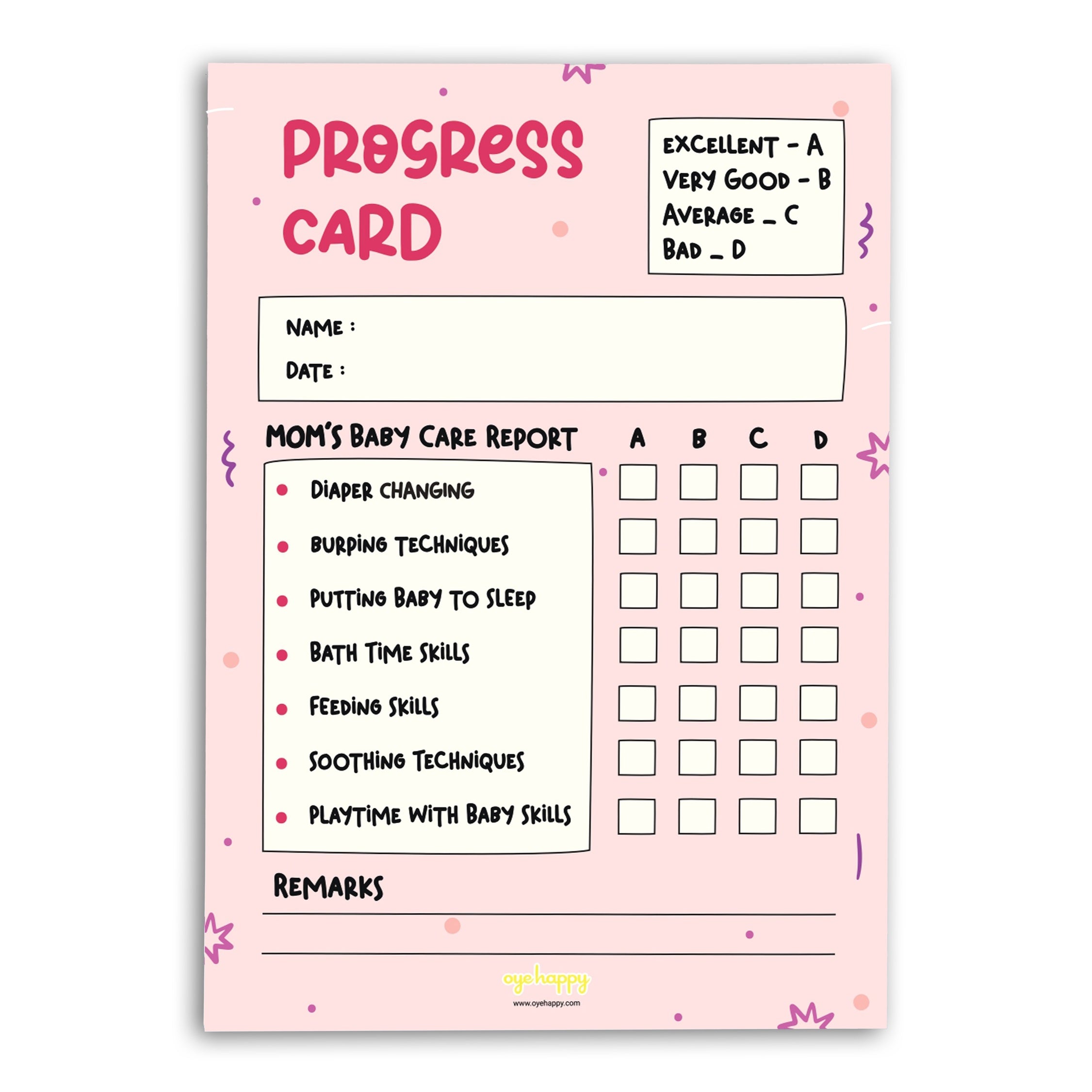 Oye Happy New Mom Report Card – Graded by Dad